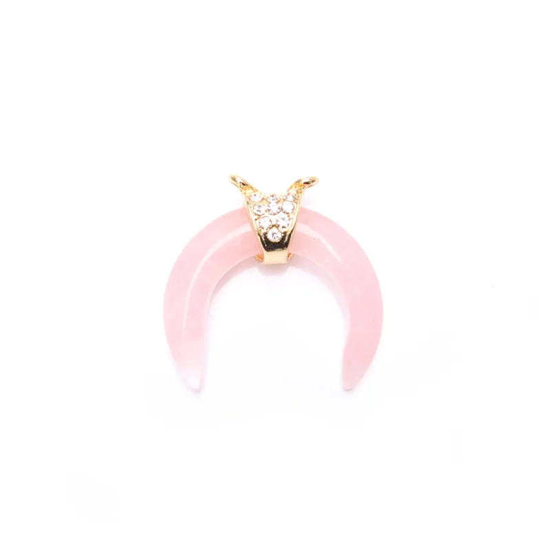 New Product Explosion Fashion Chakra Bull Horn Pendants Natural Labradorite Stone Crescent Moon Pendant for Necklace