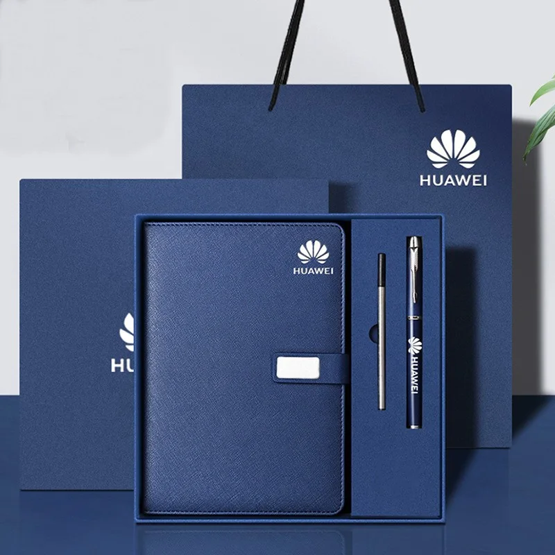 5pcs sets A5 Leather Notebook Planner Custom Logo Business Notebook And Pen Gift Set Wholesale for Promotional Gifts
