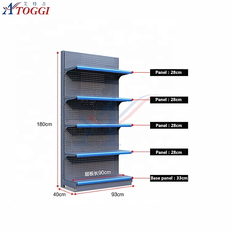Wall  supermarket steel shelf supermarket shelf ,single shelf with light box