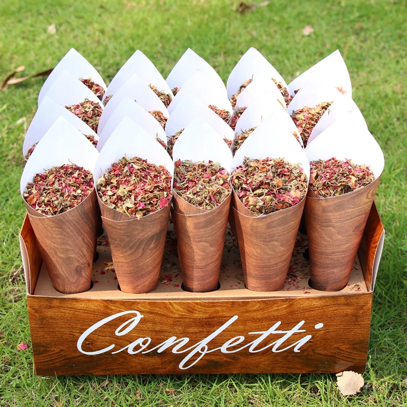 Microstar Kraft Paper Wedding Tray Confetti Cone Stand Box Tray Wedding Decoration Wedding Paper Cones
