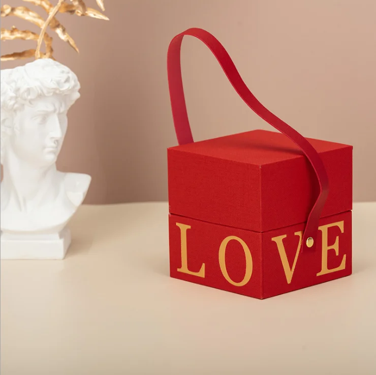 Orange cardboard closed custom packaging square gift box