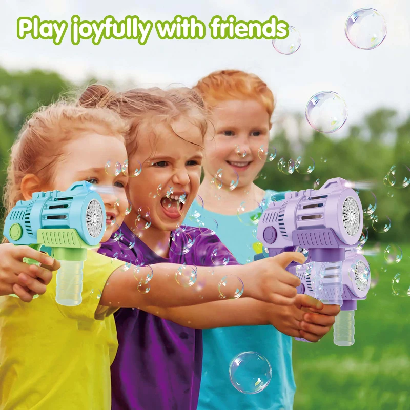 15 hole LED Light Bubble Gun Machine 90ml Automatic Space Gun Bubble Blower Water Electric Bubble Gun Toys For Kids