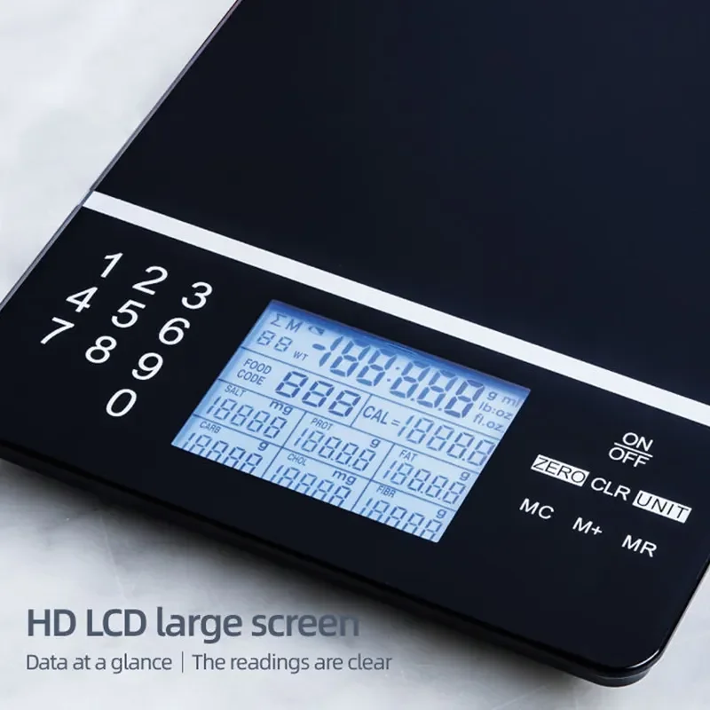 Nutritional Calculator Digital 5kg Tempered Glass Kitchen Scale Nutrition Food scale