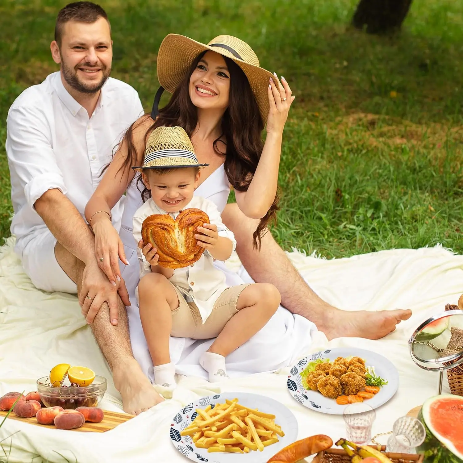 Paper Plates 10 inch Soak Proof, Cut Proof, Heavy Duty Leaf Printed Disposable Paper Plates for Everyday Use