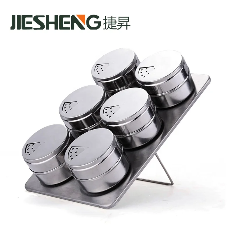 
Fashion Home Seasoning Storage Tins Sets Kitchen Stainless Steel Magnetic Spice Jars with Sift or Pour 