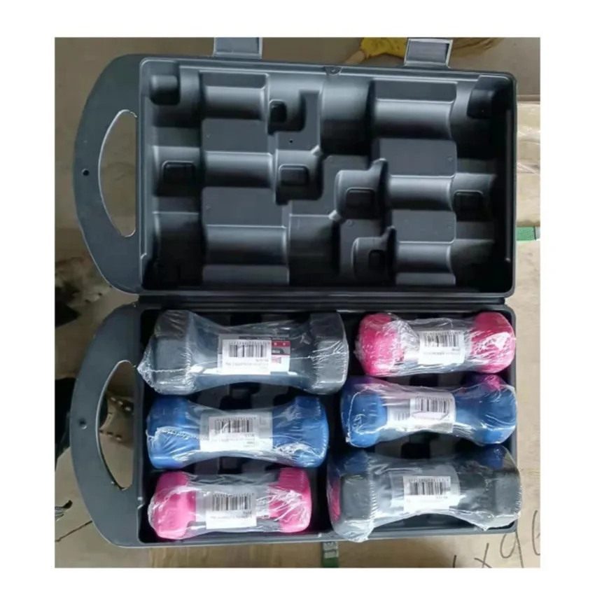 factory price custom kg women use OEM free weight fitness gym colored pvc coating vinyl dumbbell