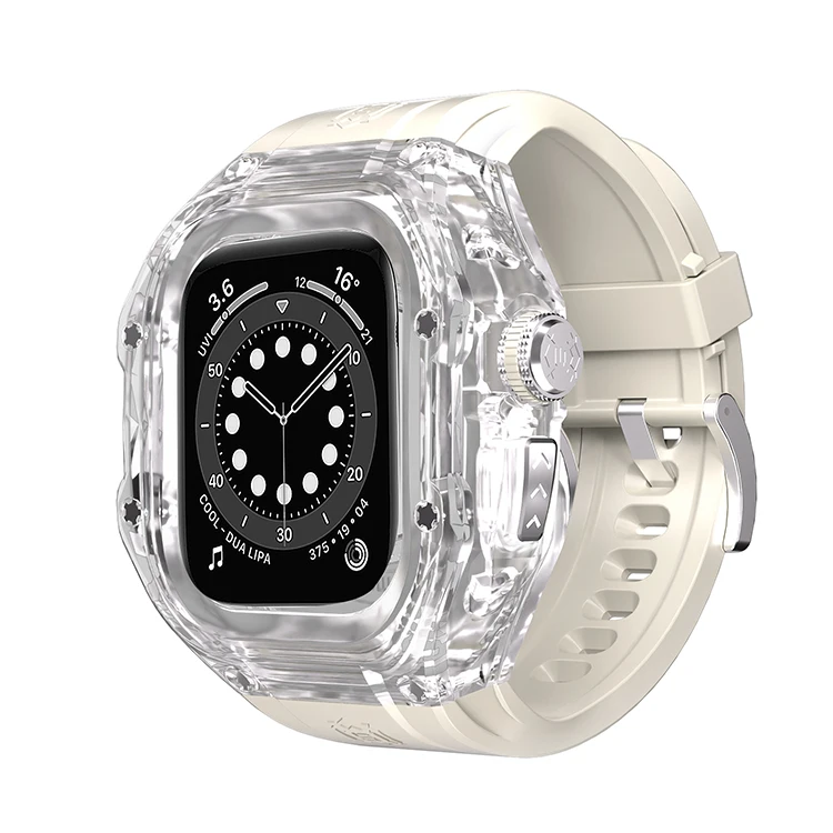Luxury translucent black/brown/transparent IP54 watch case for Apple watch ultra 1/2 49mm with built-in screen protector