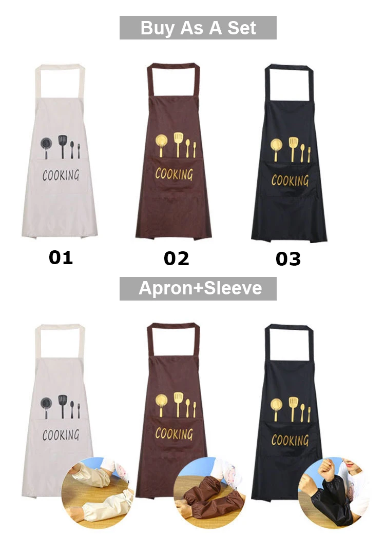 Custom Logo Kitchen Use Multi Color Black White Coffee PVC Waterproof Kitchen Apron For Women Cooking Use