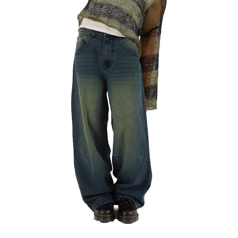 Custom Tall Men Young Boys New Style High Quality Sandblast Oversized Skate Fit Denim Colossus Fit Jeans Stacked Pants Men JeanS