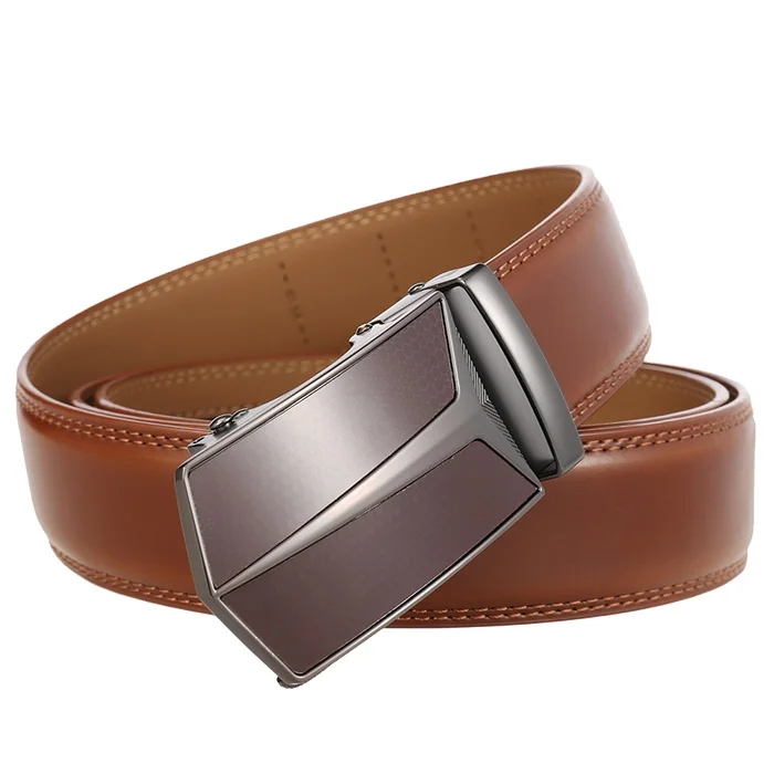 Luxury Business Cowboy Top Grain Leather Golf Belt With Customized Buckle Luxury Leather Belts For Men