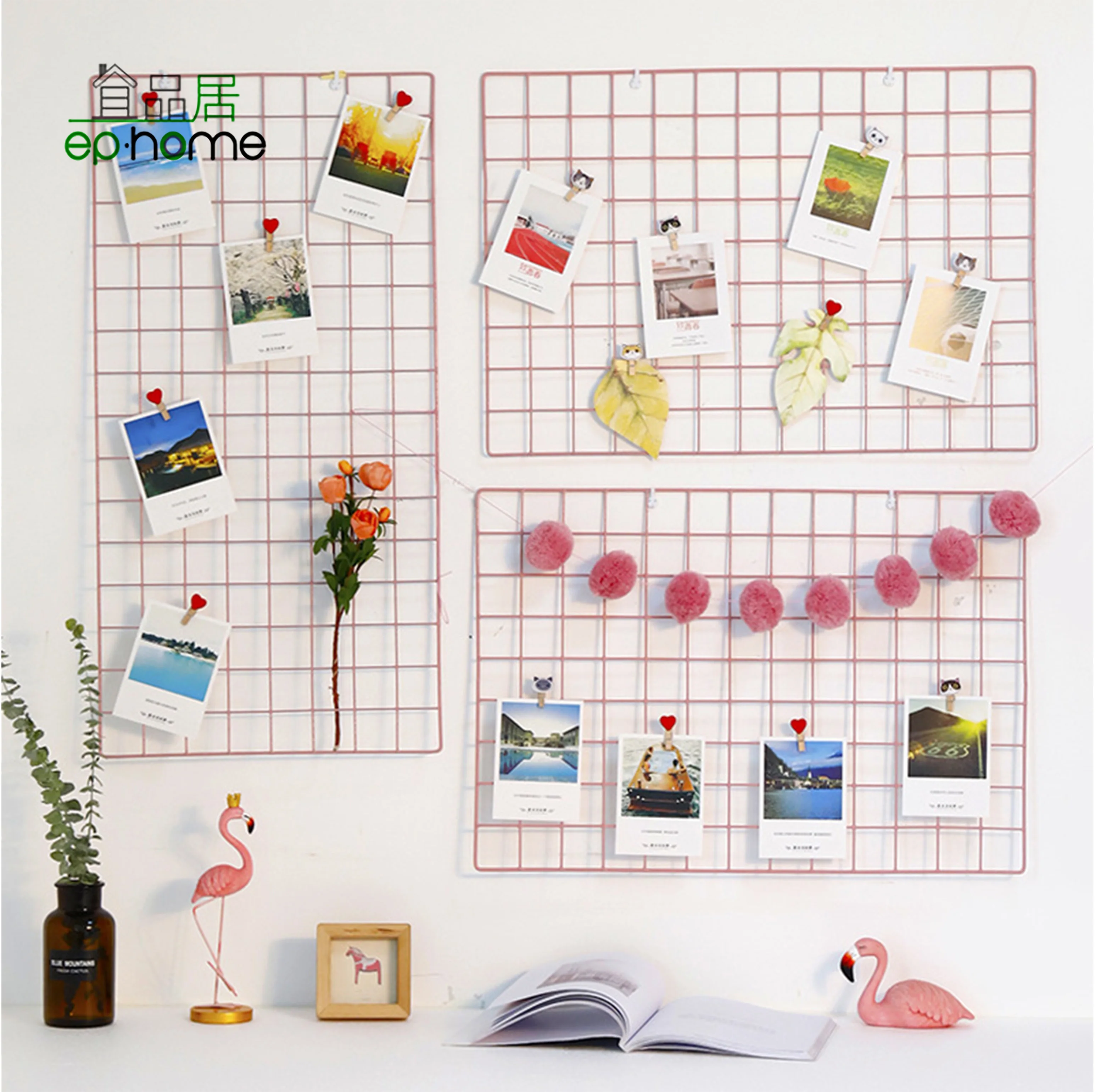 Wall Grid Wire Panel | Photos & Pictures Display Gridwall | Metal, Black Panels | Mesh Storage Organizer Rack | Hanging