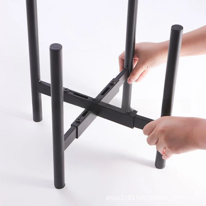 Kinno Modern Iron Art Cross Telescopic Flower Pot Stand Adjustable Metal Floor Plant Stand with Disassembly Design