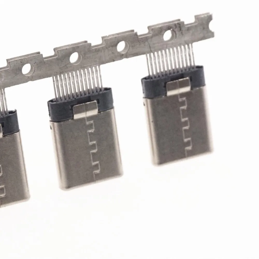 USB 3.1 Type-C Connector 24 Pin Male Receptacle Straddle Mount USB 3.1 Version USB - C Vertical Through Holes PCB Superspeed+