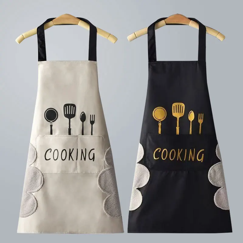 Personalized Waterproof And Oil Resistant Kitchen Cooking Chef Apron Custom Logo With Pockets