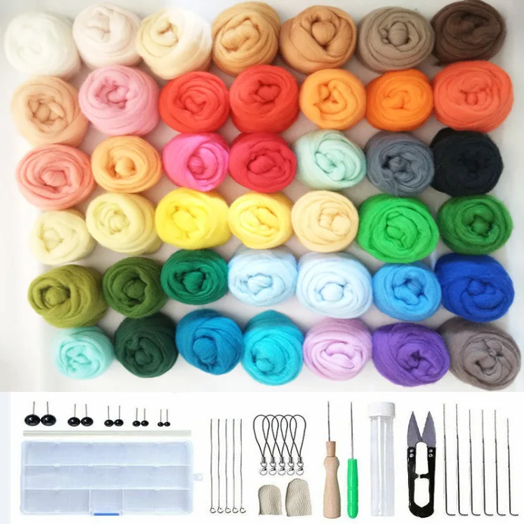 100% pure wool felt poke fun tool craft kit multiple colored wool strips DIY handmade felt needle doll material kit for children