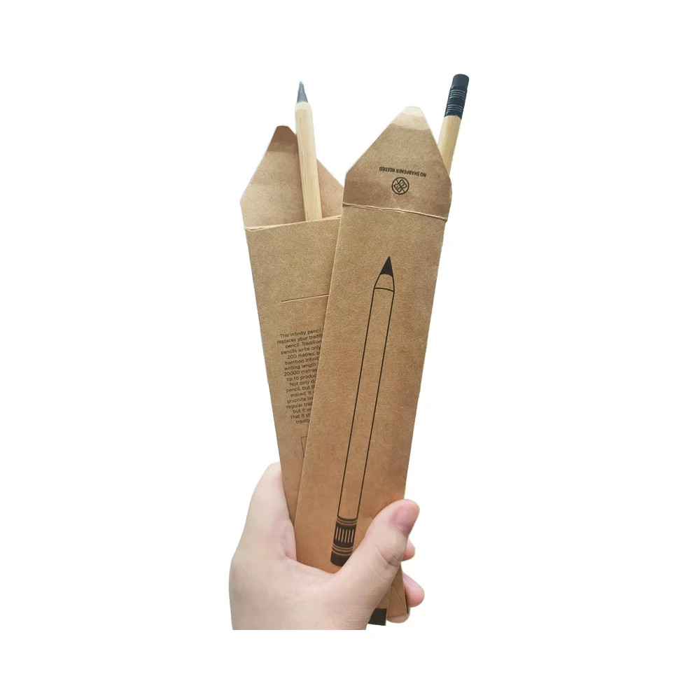 New Design Bamboo Eternal Pen with Normal Eraser No Sharpener Needed Pencil Tip is Replaceable