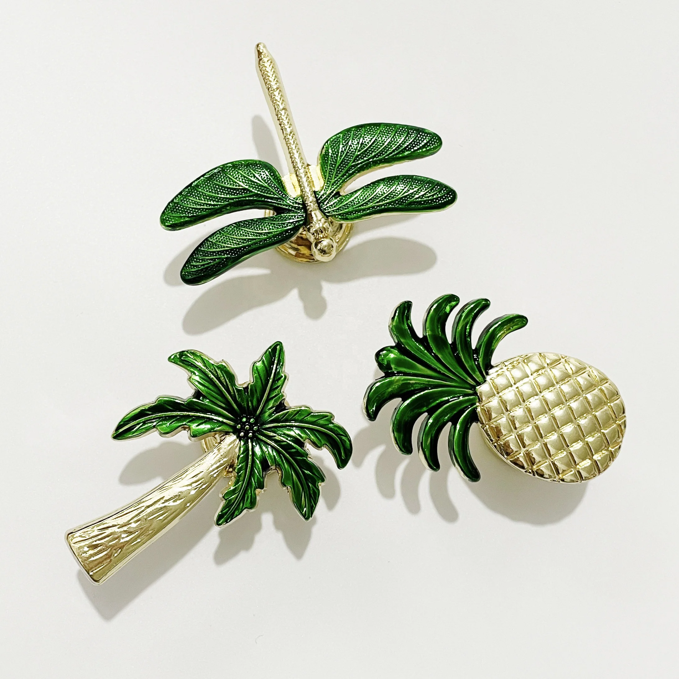 Green cabinet knob palm tree drawer handle furniture handles & knobs