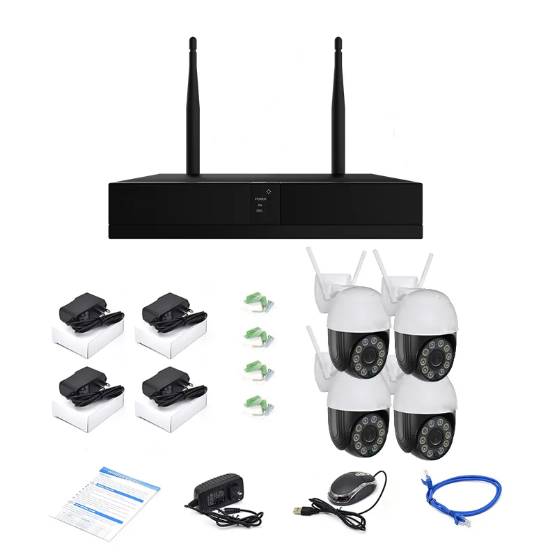 H.265 3MP iCSee XMEye Pro 4CH NVR Kits Outdoor Two Way Audio WiFi Network PTZ Camera NVR Kit Home CCTV Camera System