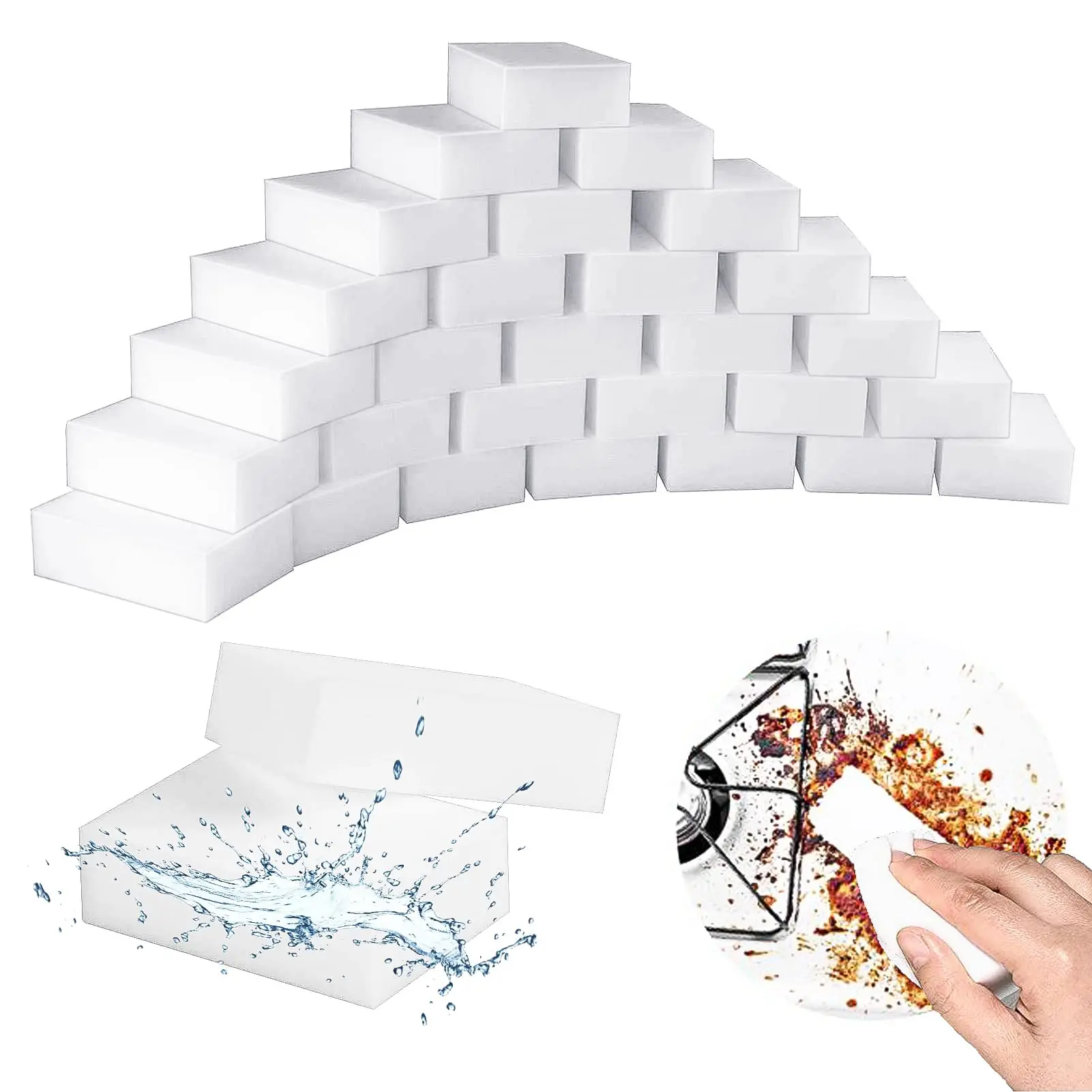 Magic Cleaning Sponges Eraser 100 Pack Premium Melamine Sponge Foam Cleaning Pads Dish Sponges For Kitchen