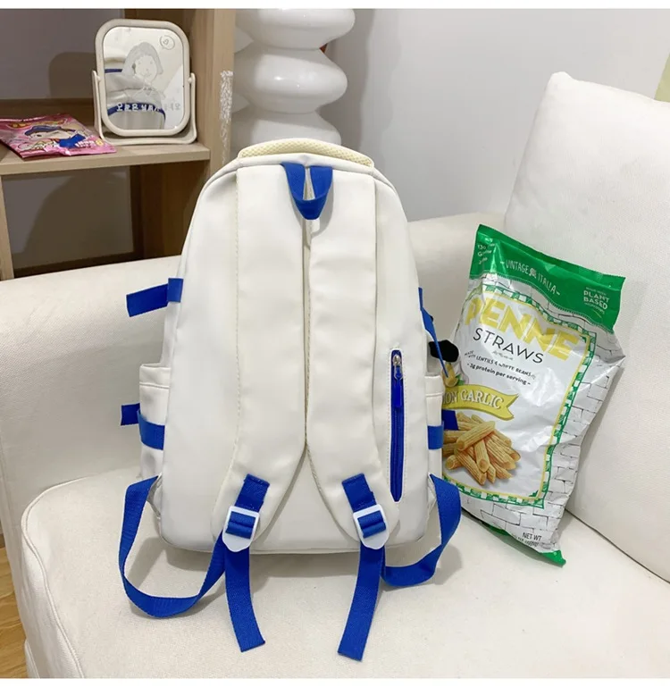 2023 Classic Design Custom LOGO Smiling Face Label Multi-pockets Middle School Students School Backpack