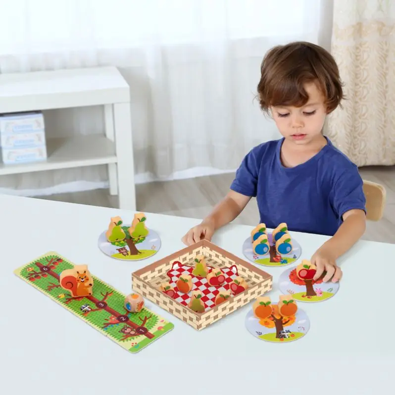 Montessori Early Education Educational Toy Animal World Squirrel Cognitive Toy Animal Diet Matching Fruit Tree Cognitive Game