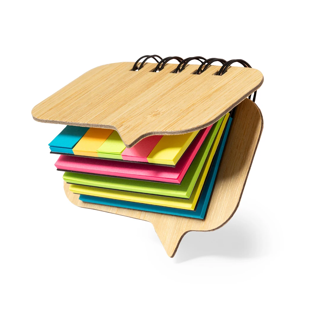 5 color sticky notes Custom printed bamboo leather funny shape spiral notepad and sticky notes