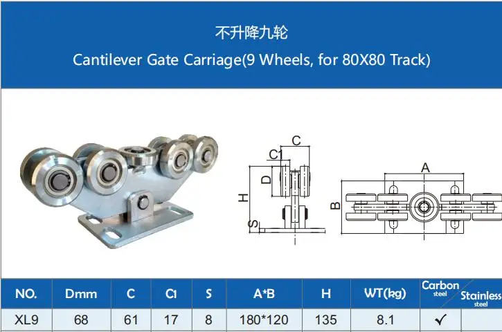 motor automatic black steel wheels for sliding swing garden gate hardware cantilever wheel carriage