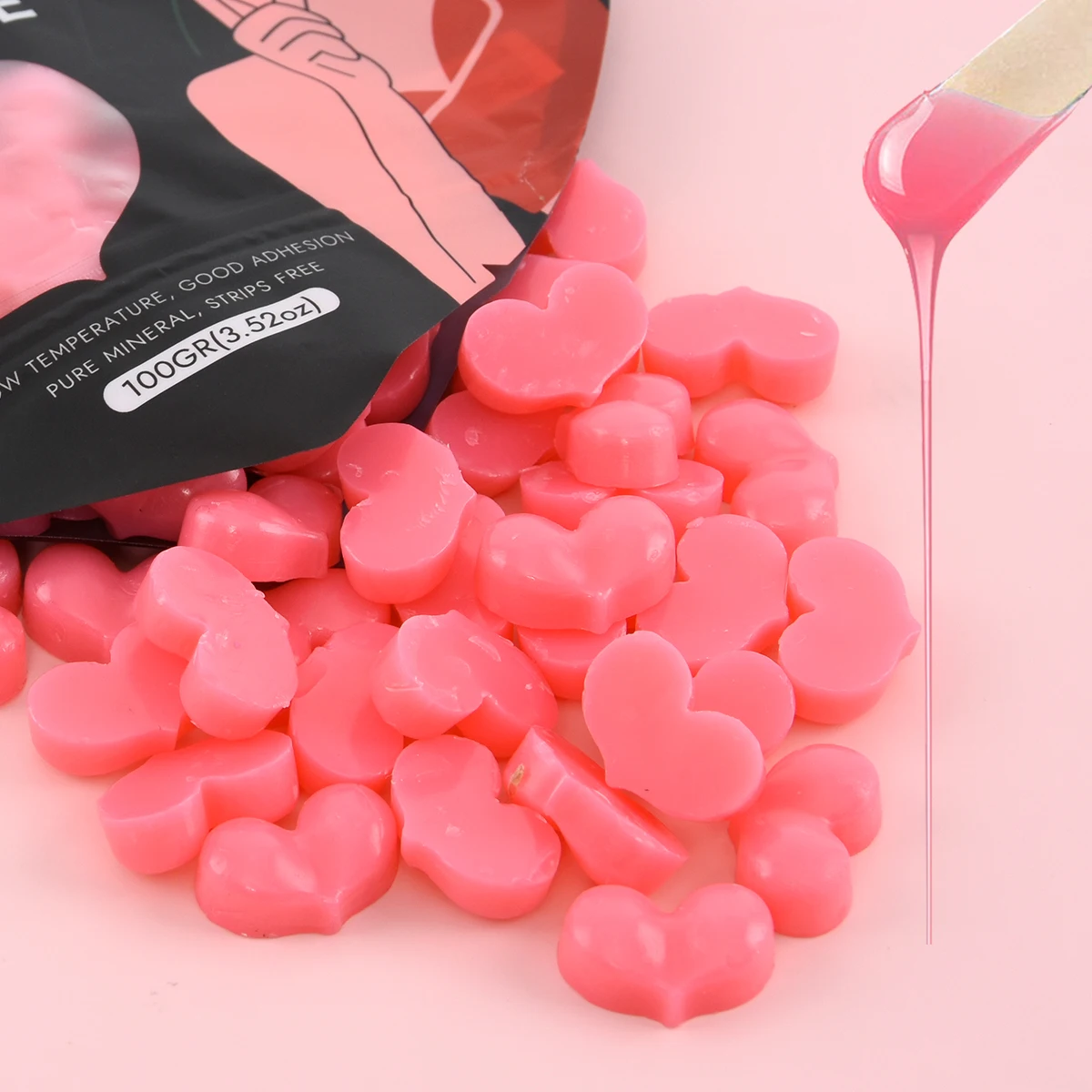 Customized Color Waxkiss Depilatory Love Heart Shape Design Hard Wax Beans Hair Removal Brazilian Wax for Home use and Spa