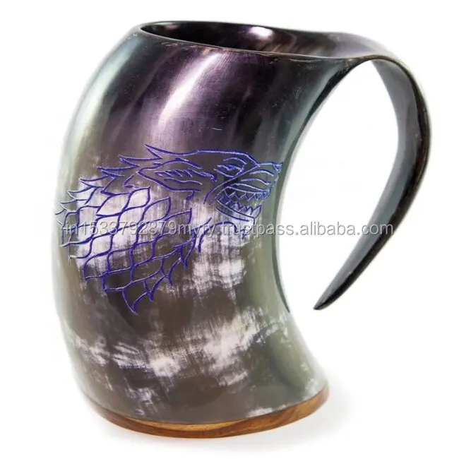 2023 Amazon hot selling Best quality water buffalo horn viking drinking beer mugs beer horn cup