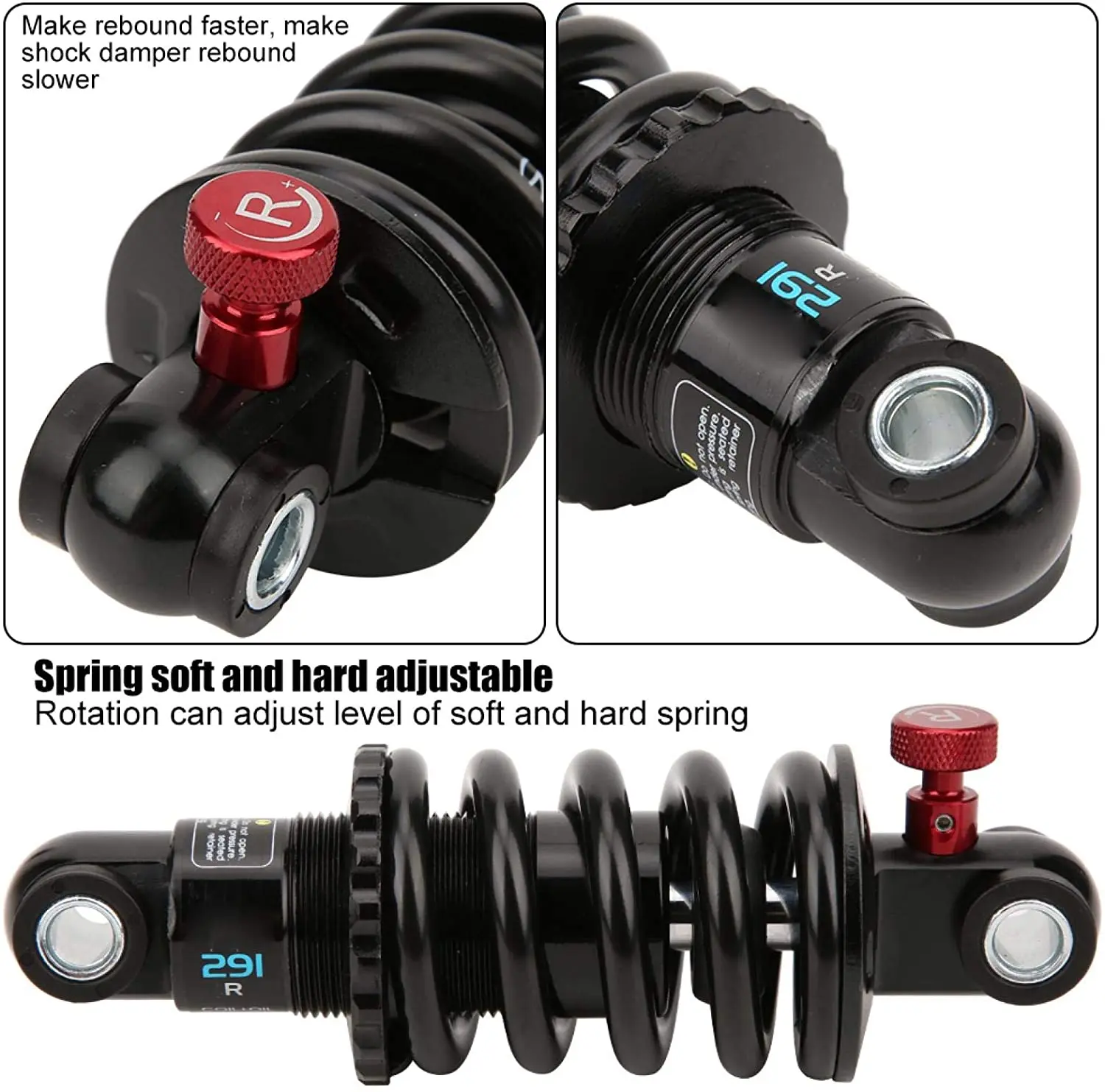 EXA Form 291R Spring Suspension Motorcycle Electric Bike Scooter 125 1000 1250 1500 1800 2000lbs Bicycle Rear Shock Absorber