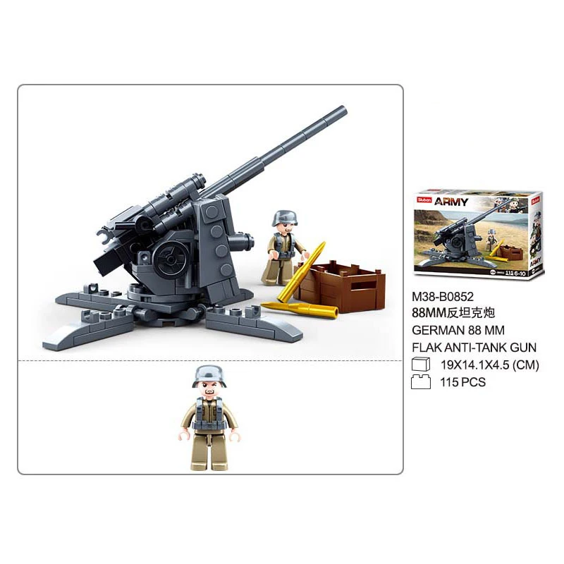 WW2 Military Normandy Landing Anti Tank Guns Soldier Weapon Building Blocks Toys