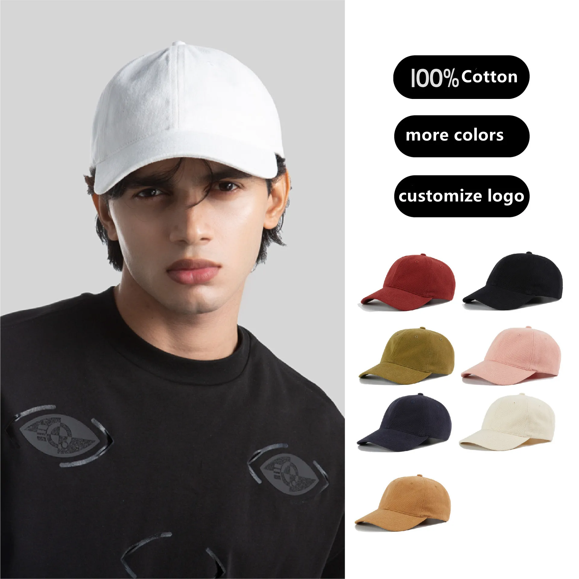 Hot selling organic cotton baseball cap custom logo outdoor running hats casual sports caps