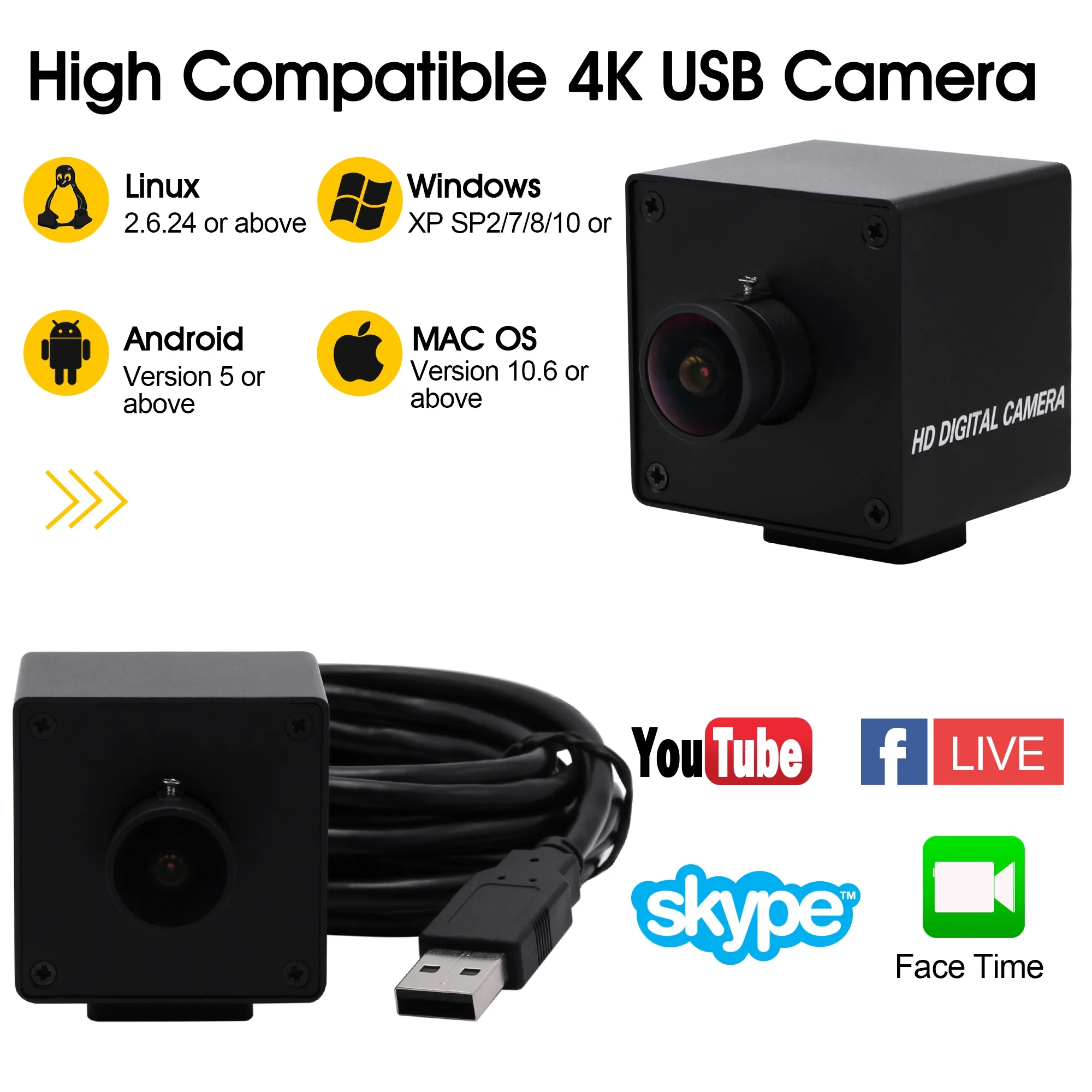  Камера ELP Ultra HD 170 градусов объектив «рыбий глаз» 4K USB веб-камера 2160P с датчиком Sony IMX317 компактная USB-камера для Linux