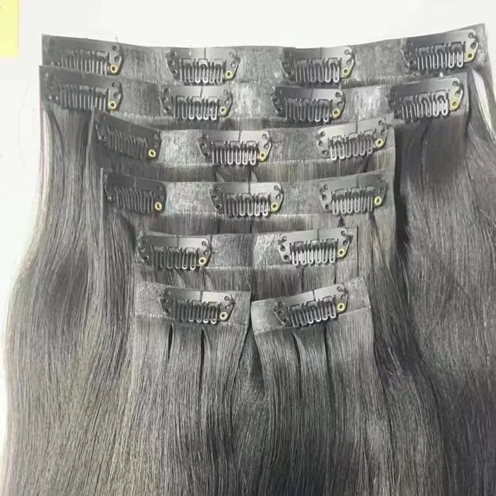 Ruyihair Cabello Humano Unprocessed Clip in Hair Extensions Hair Cabello Natural Color Straight Bulk 100% Virgin Cabelo