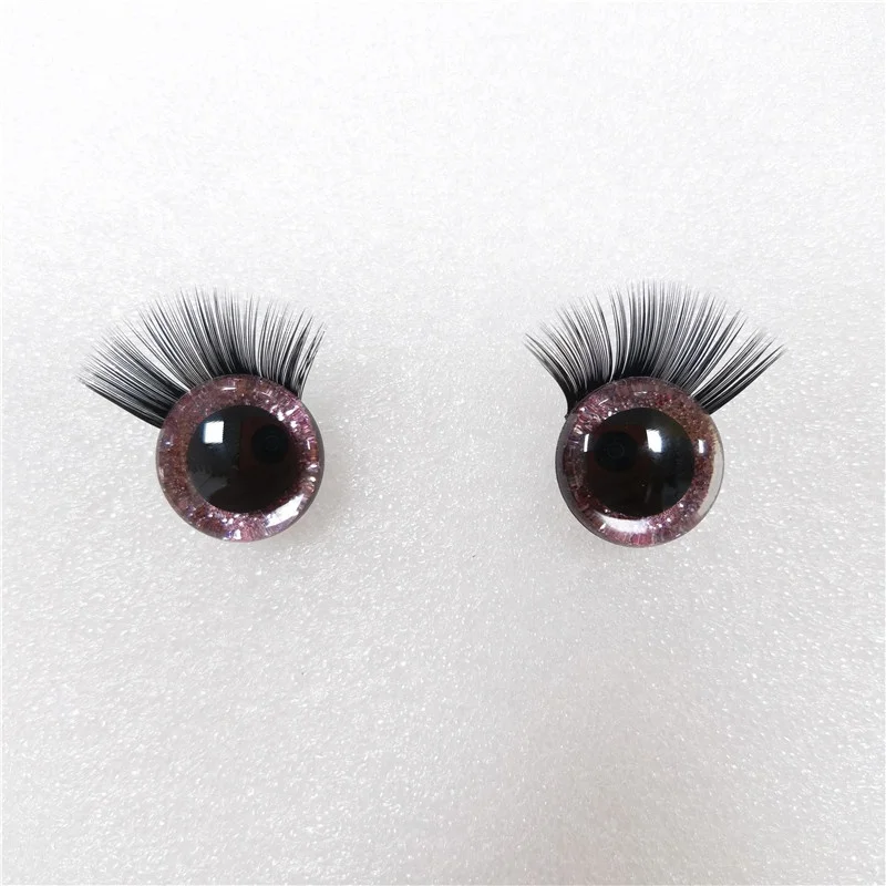 16mm Amigurumi Safety Eyes With Eyelashes Colored Glitter Fake Eyelashes Eyes For Doll Crochet Toy Stuffed Animal Bear DIY
