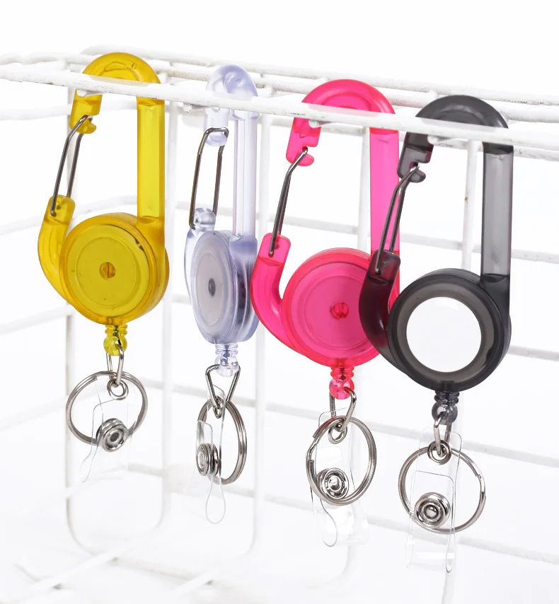 multi functions high resiliency anti theft translucent extendable cute keychain company office ID card badge reel accessories