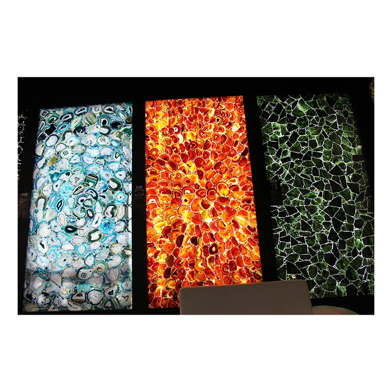 60 x118 inch Large Size Translucent Blue Agate Crystal Stone Red Onyx Backlit Wall Panels