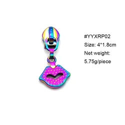 Rainbow-zipper-slider custom metal fancy bag zipper pulls head sewing slider puller for garment
