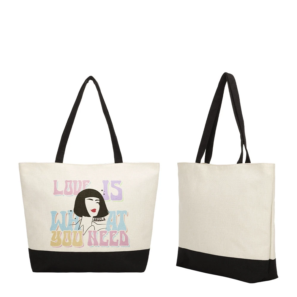 Wholesale Linen Diy Sublimated Printing Transfer Large Sublimation Tote Bag Blank With Zipper
