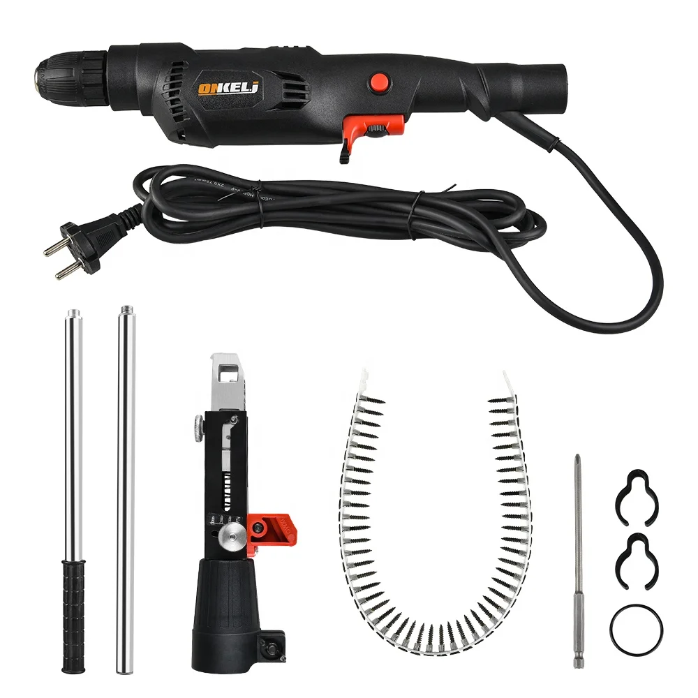 Automatic Electric Chain Belt Screw Gun with Chain Belt and 50pcs nails