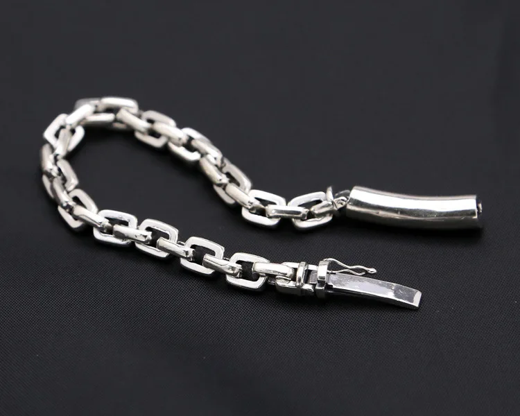 Korean Sterling Silver 925 Handmade Jewelry Personality Retro Antique Finish Cross Chain Bracelet