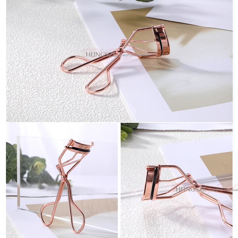
3-pieces Stainless Steel Eyelash Curler Rose Gold Eyelash Applicator Eyebrow Tweezers Set 