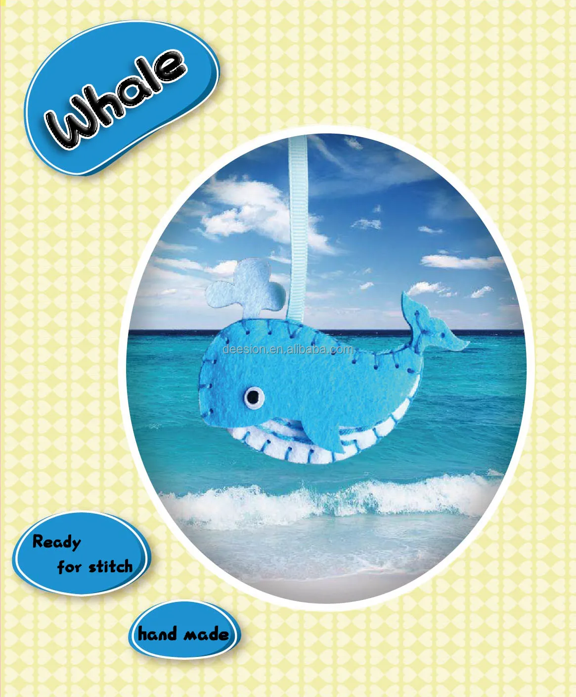 High quality direct factory BPA free ready for stitching felt toy DIY craft kits  whale as a Christmas gift new year gift