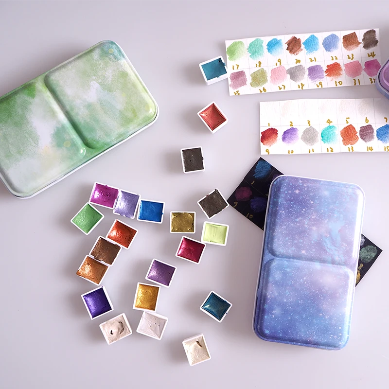 11Color seamiart empty travel watercolor tin box palette mental case paint for Watercolor 12 Half pan acuarelas