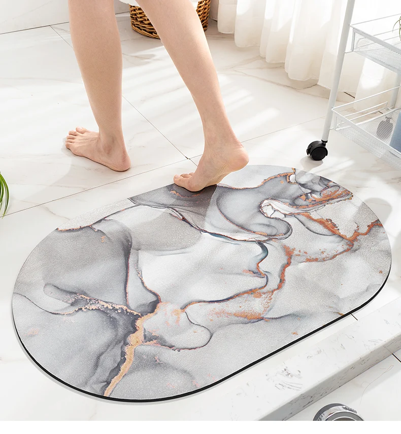 Custom Non Slip Water Absorbent Rugs Diatom Mud Bathroom Floor Mat Anti Slip Diatomite Bath Mat