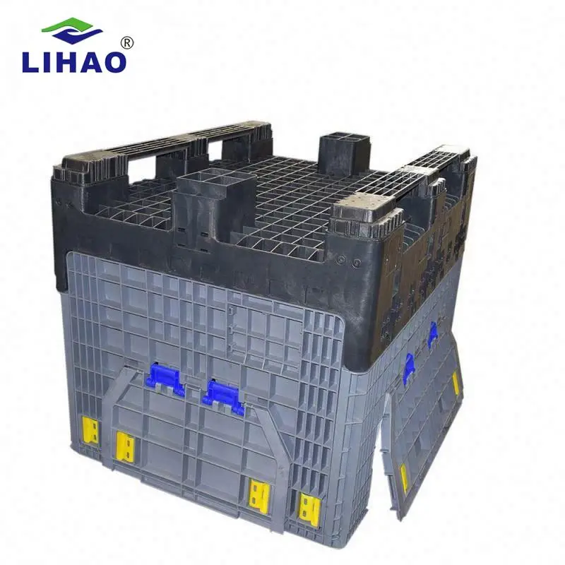 Ящичный поддон паллетные стеллажи склада коробка Промышленные стекируемые Заводские хранения сверхмощная большой пластмассовый контейнер для 1200*1000 мм логотип клиента LH-1210