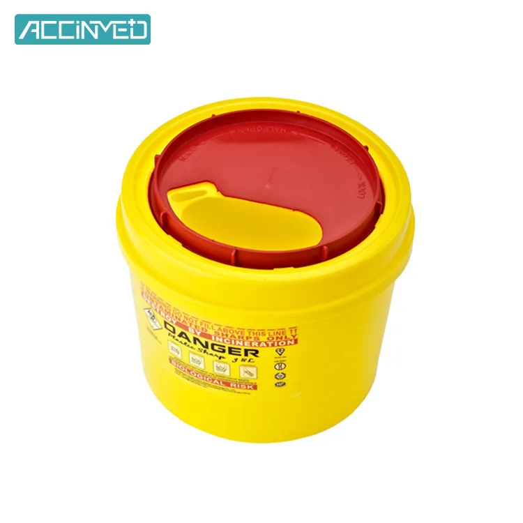 Custom Medical Hospital Waste Plastic Box Leak Proof Biohazard Disposal Round Sharps Container 3L
