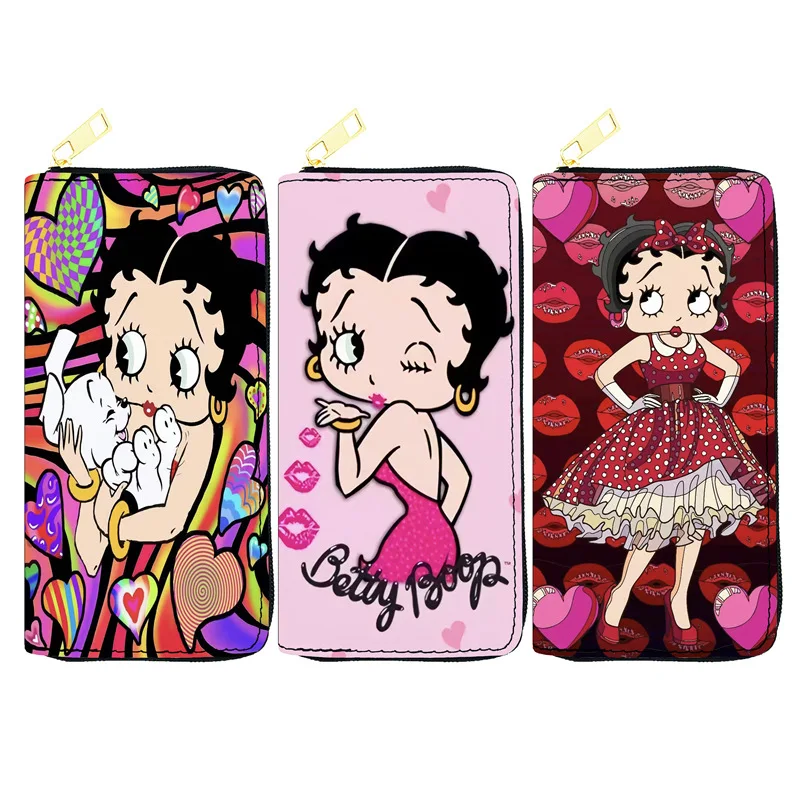 Cartoon Betty woman PU leather Coin Purse Ladies Student long wallet money clips