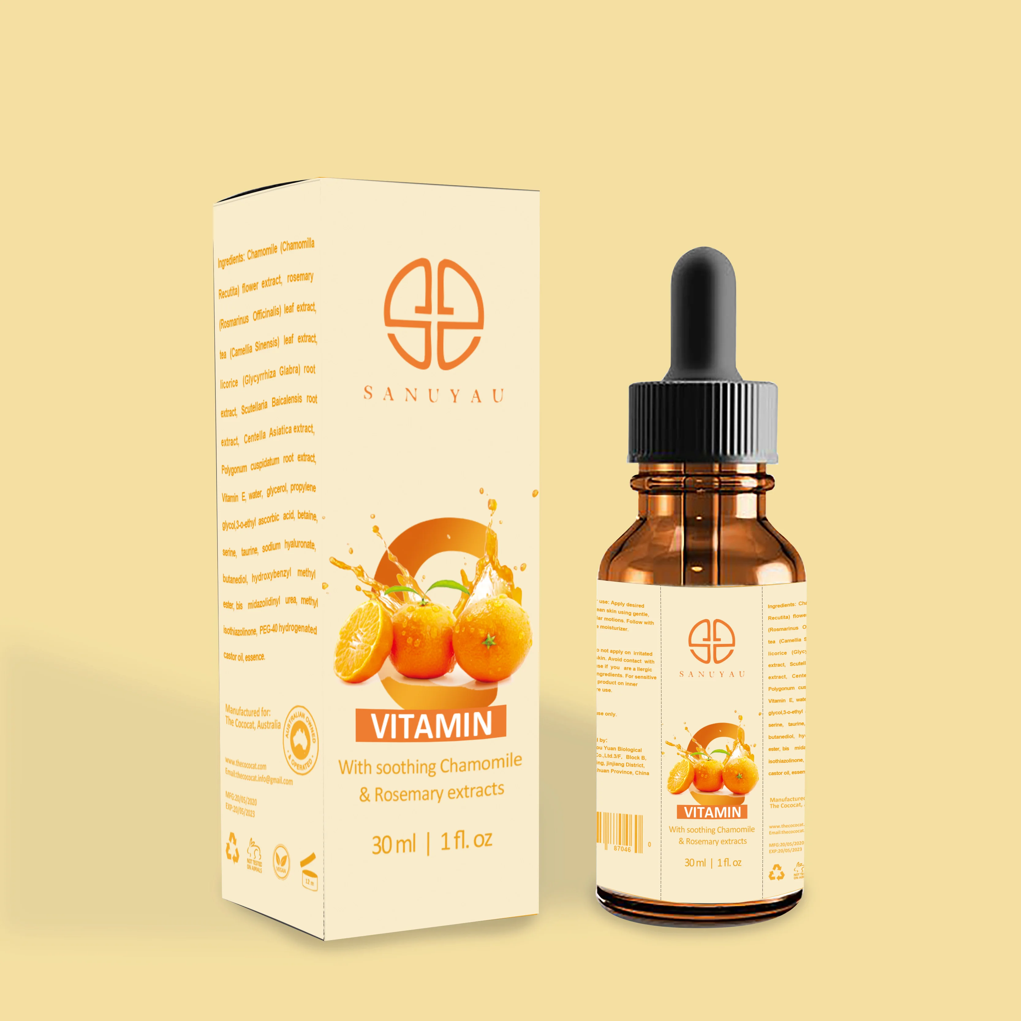 OEM whitening face skin care pure Natural Vitamin C Hyaluronic Acid Serum