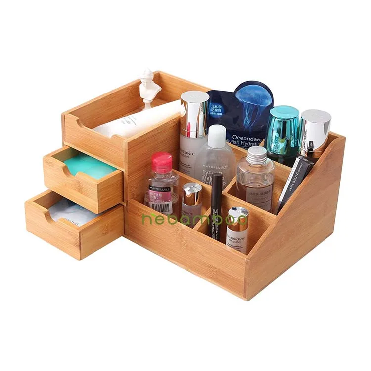 Unique Home Office Storage Container Bamboo desk Organizer With Drawers
